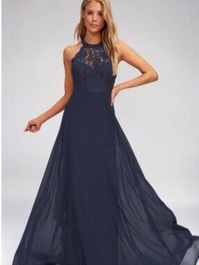 Lulus Navy Lace Halter Dress